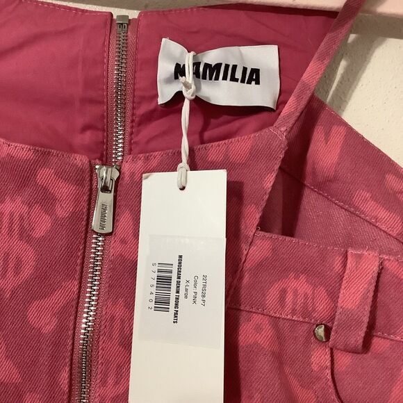 Namilia Pink Club Rave Festival McBling Monogram Denim Thong Pants Jeans XL - Picture 4 of 12